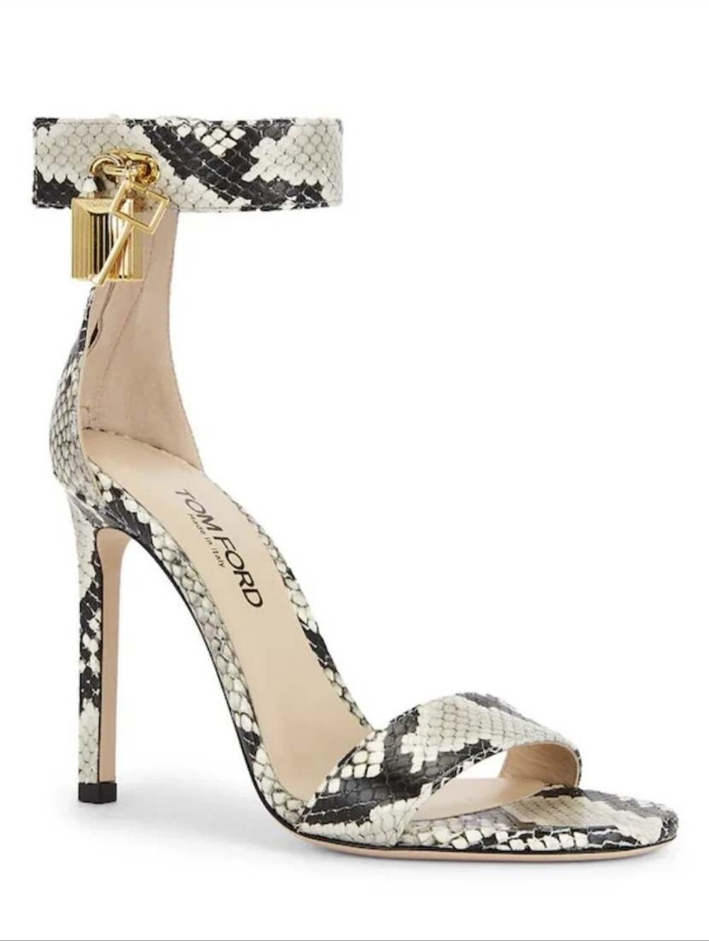 Tom Ford Python-Embossed Padlock Ankle-Strap Stiletto Heels US Size 7.5